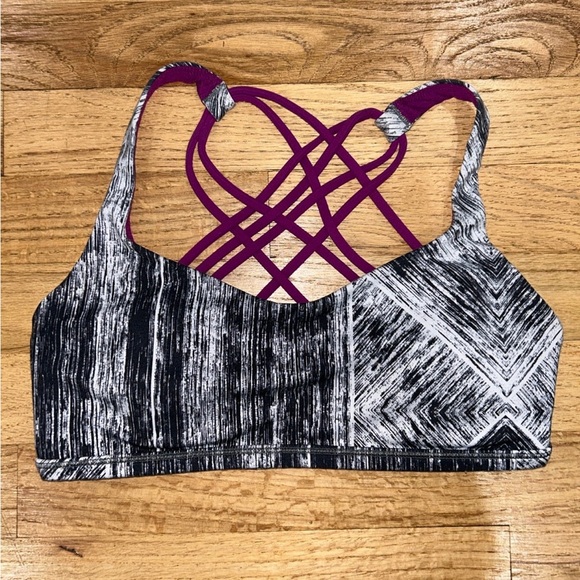 Lululemon Free to Be Sports Bra Gray/Black Purple Strappy Back Size 6 - Picture 2 of 7